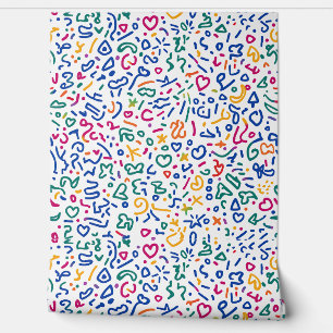 Fun doodle colourful vibrant shapes wallpaper