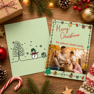 Fun Doodle Family Photo Merry Christmas Card