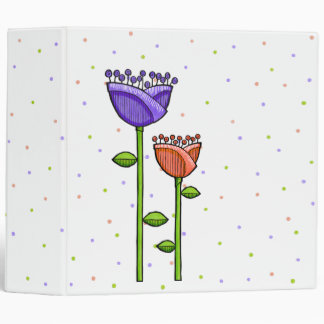 Fun Doodle Flowers purple orange dots Binder