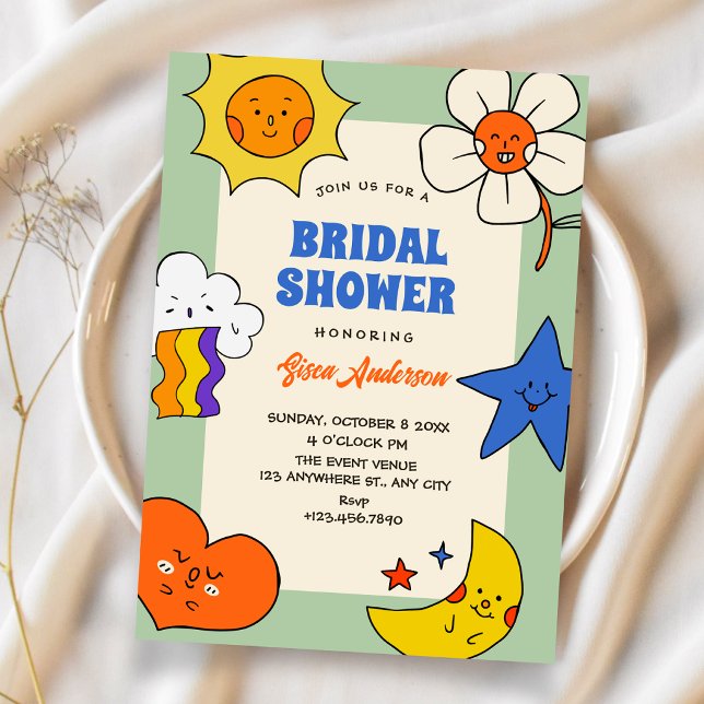 Fun doodles characters bridal shower invitation (Creator Uploaded)