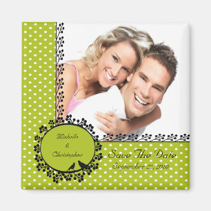 Fun Dots Love Birds Photo Save The Date Magnet