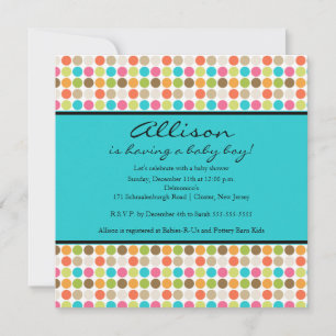 FUN Dots TURQUOISE Baby Girl or Boy Shower Invitation
