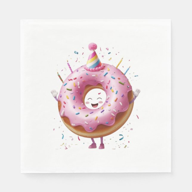 Fun Doughnut Birthday Party Paper Napkin (Front)
