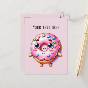 Fun doughnut lovers add message  postcard