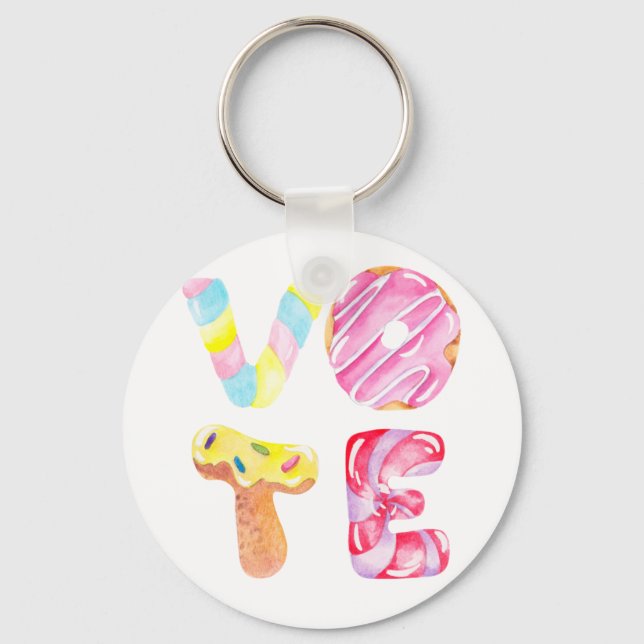 Fun Doughnuts and Candy  Go Vote Keychain (Front)