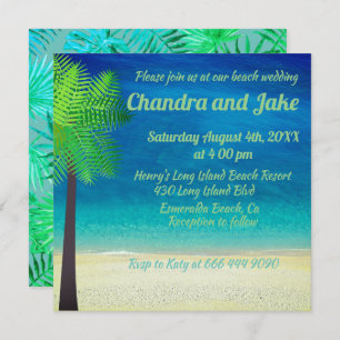 Fun dreamy beach wedding invitation