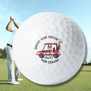 Fun Drive For Show Red Cart Monogram Golf Balls