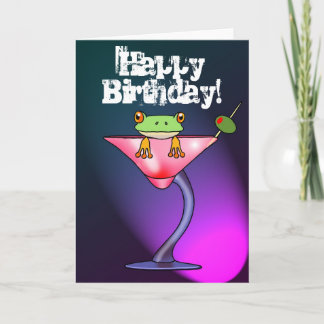 Fun drunk frog happy birthday card