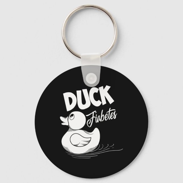 Fun Duck Fiabetes Cool Diabetes Awareness Support  Keychain (Front)