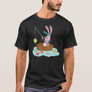 Fun Easter Bunny Fishing Egg Hunting Boys Mens Dad T-Shirt