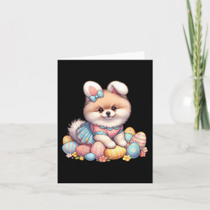 Fun Easter Day Pomeranian Bunny Costume  Card