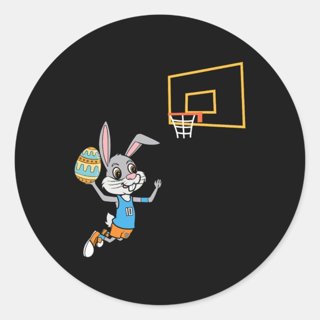Fun Easter Egg Bunny Dunk Basketball Game Easter K Classic Round Sticker (Front)