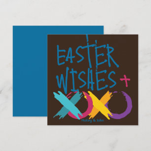 Fun Easter Wishes, Hugs & Kisses   Brown and Blue Holiday Card
