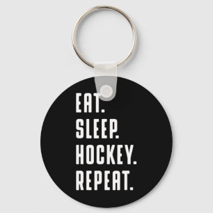 Fun Eat Sleep Hockey Repeat Fun Graphic For Women Keychain