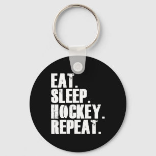 Fun Eat Sleep Hockey Repeat Gift Men Keychain
