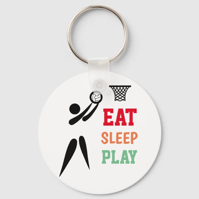 Fun Eat Sleep Play Netball Keyring (Front)