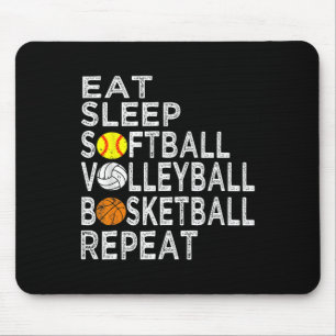 Fun Eat Sleep Softbyll Volleybyll Bysketbyll Boys  Mouse Pad
