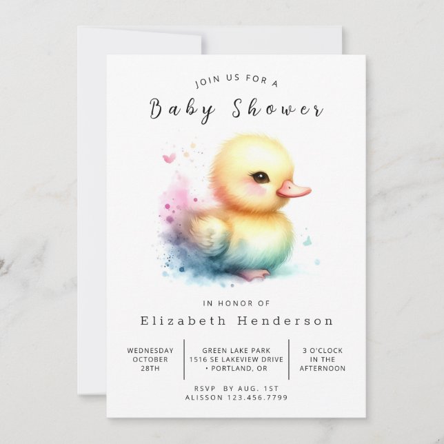 Fun Editable Duck Baby Shower Invitation (Front)