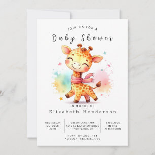 Fun Editable Giraffe Baby Shower Invitation