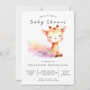 Fun Editable Giraffe Baby Shower Invitation