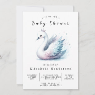 Fun Editable Swan Baby Shower Invitation
