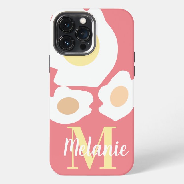 Fun Egg Pattern Name Pink iPhone Case (Back)