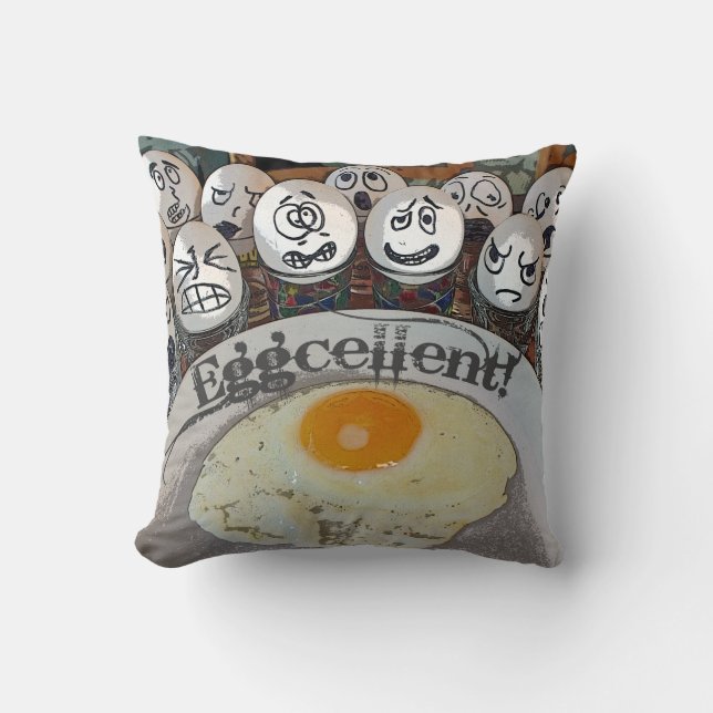 Fun Eggcellent Pillow! Throw Pillow (Front)
