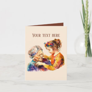 fun Elderly lady with girl add message Card