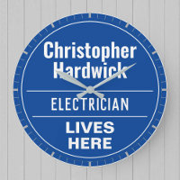 Fun Electrician Wall Plaque Style Large Clock