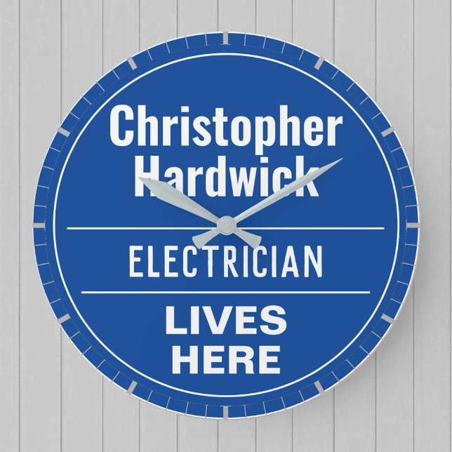 Fun Electrician Wall Plaque Style Large Clock (Creator Uploaded)