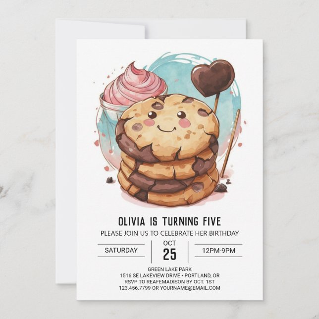 Fun Elegant Chocolate Cookies Birthday Invitation (Front)