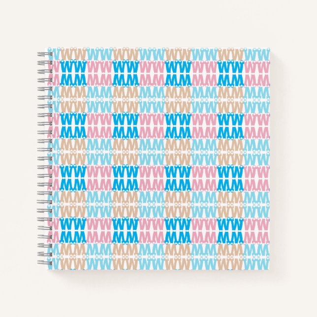 Fun Elegant Monogrammed Pink Blue Kids Lettering Notebook (Front)