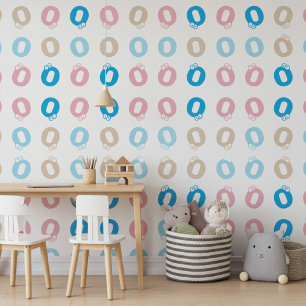 Fun Elegant Monogrammed Pink Blue Kids Lettering Wallpaper