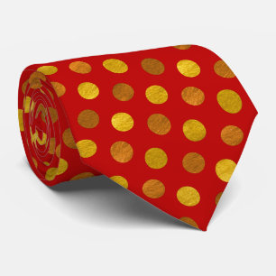 Fun Elegant Red & Gold Polka Dots Modern Christmas Tie