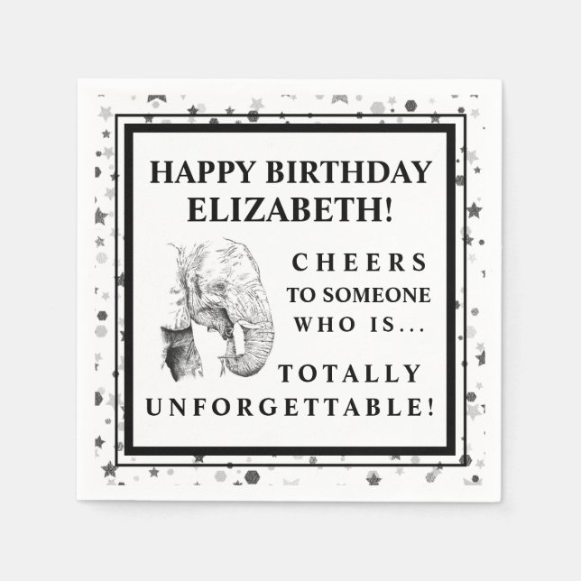 Fun Elephant Birthday Party Napkins (Front)