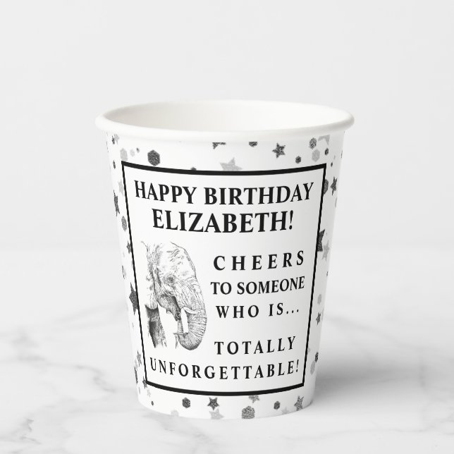 Fun Elephant Birthday Party Paper Cup (Front)