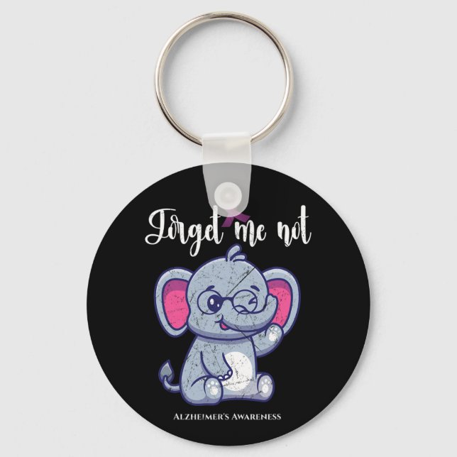 Fun Elephant Flower Forget Me Not Heimerheimer Awa Keychain (Front)