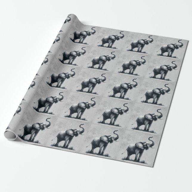 Fun Elephant Quote Animal Art Wrapping Paper (Unrolled)