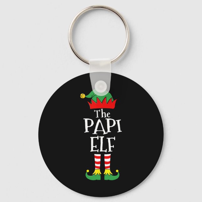 Fun Elf Christmas Pyjamas Family  Keychain (Front)