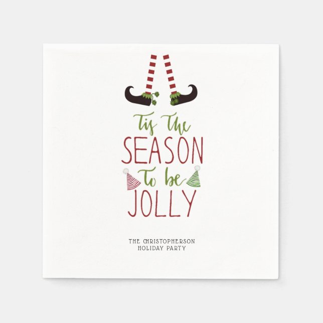 Fun Elf SEASON TO BE JOLLY Personalized Napkin (Front)