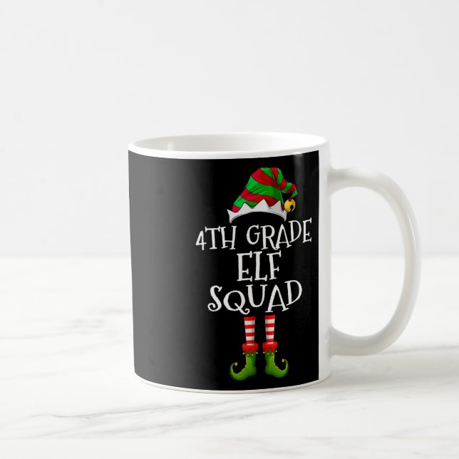 Fun Elf Squad 4th Grade Teacher Christmas Students Coffee Mug (Right)