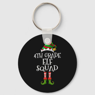 Fun Elf Squad 4th Grade Teacher Christmas Students Keychain
