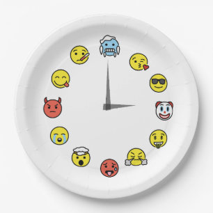 Fun Emoji Clock Face Paper Plate