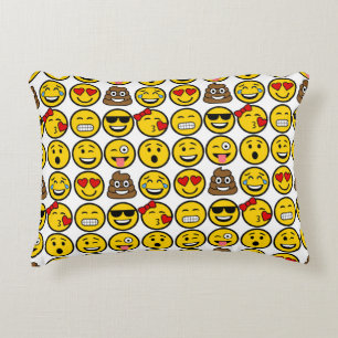 Fun Emoji Pattern Emotion Faces Accent Pillow