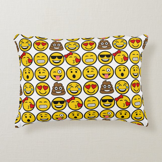 Fun Emoji Pattern Emotion Faces Accent Pillow (Front)