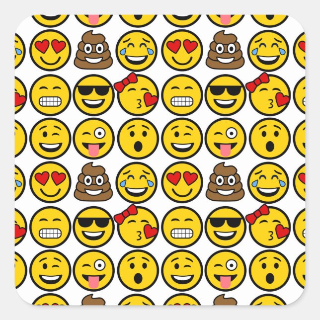 Fun Emoji Pattern Emotion Faces Square Sticker (Front)