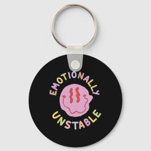 Fun Emotionally Unstable Retro Mental Health Aware Keychain