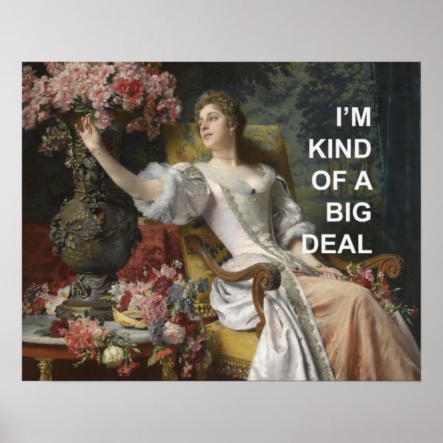 Fun Empowering Text Quote + Vintage Portrait Poster (Front)