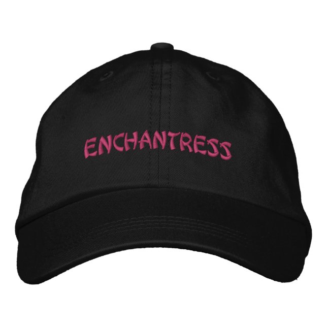 Fun Enchantress Quote Spiritual Pink Black Embroidered Hat (Front)