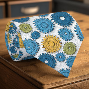 Fun Engineer-Inspired Cartoon Gear Men's Tie